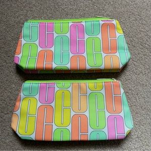 Clinque NEW Lot Of 2 Pop Neon "C" Makeup Cosmetic Travel Bags